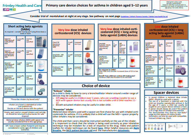 Primary care device choices for asthma in children aged 5–12 years