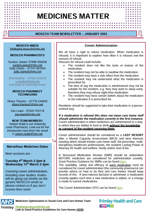 Medicines Matter- newsletter for care homes January 2025