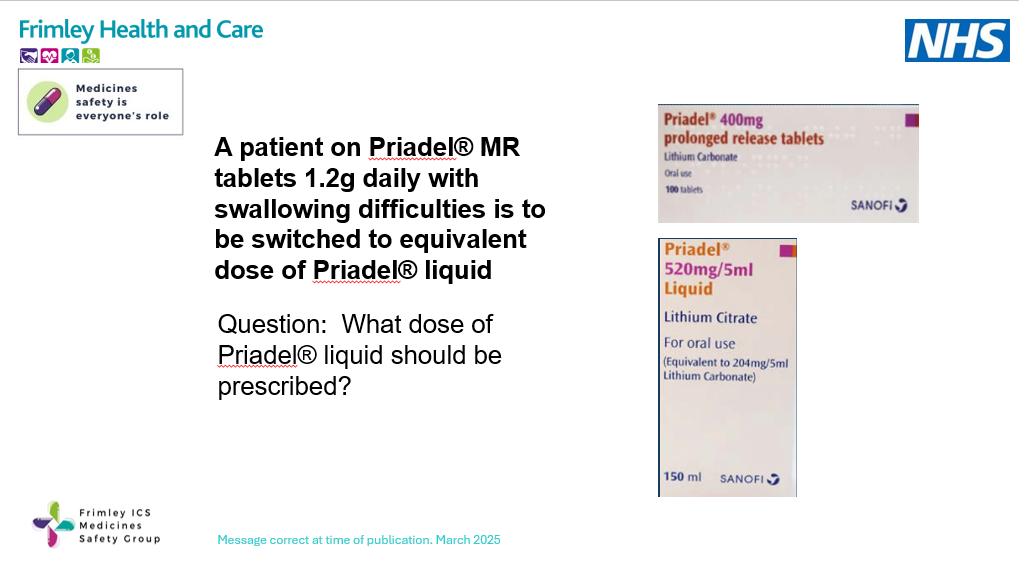 Lithium dose equivalences