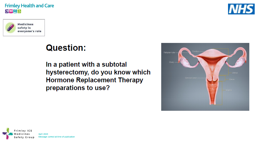 Subtotal hysterectomy and HRT