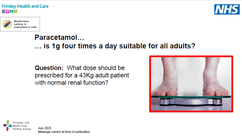 Paracetamol dosing in low body weight