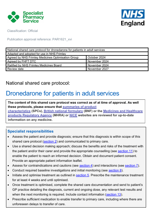 Dronedarone for severe cardiac rhythm disorders in adults