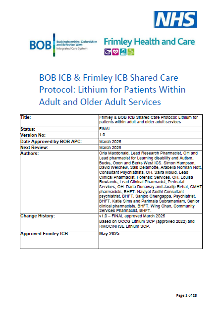 Lithium- shared care