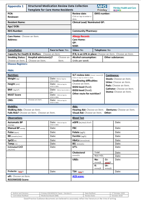 SMR data collection template