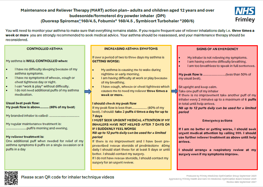 Maintenance and Reliever Therapy (MART) action plan- budesonide&formoterol (DPI) (Duoresp Spiromax,Fobumix, Symbicort Turbohaler)