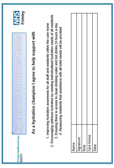 Hydration in care homes - charter and certificate