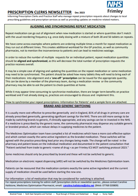 Prescription clerks newsletter- December 2023