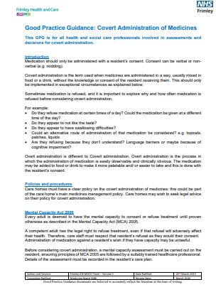 Covert administration of medicines - good practice guidance