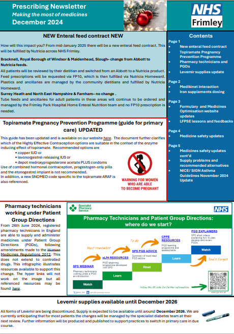 Frimley ICB prescribing newsletter November/ December 2024