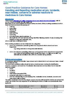 Handling of medication errors incidents near misses or concerns in care homes- good practice guide