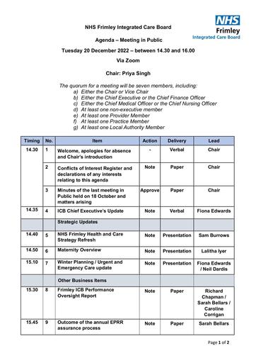 NHS Frimley ICB board papers meeting in public 20 12 22 v2