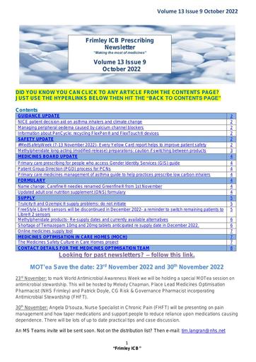 Frimley ICB prescribing newsletter October 2022