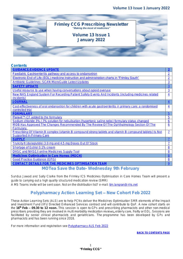 Frimley CCG prescribing newsletter January 2022
