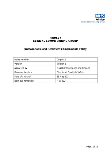 Unreasonable and persistent complainant