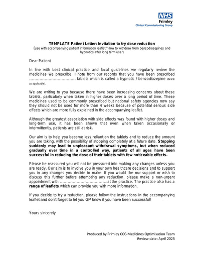 Practice invitation to try dose reduction