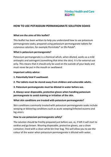 How to use potassium permanganate solution soaks (patient information leaflet)