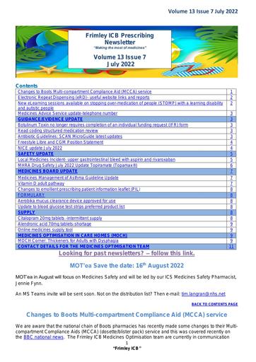 Frimley ICB prescribing newsletter July 2022.