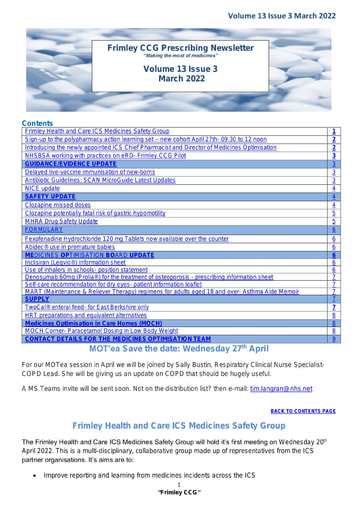 Frimley CCG prescribing newsletter March 2022