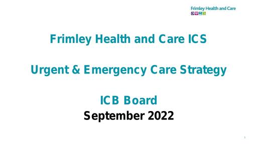 Urgent & Emergency Strategy