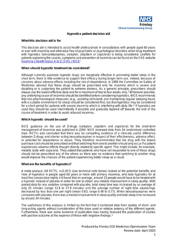 Hypnotics patient decision aid