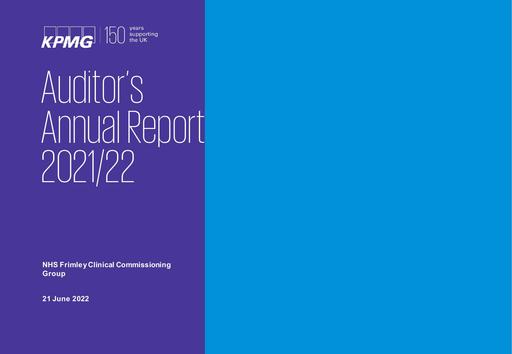 Frimley Annual Audit Report '21 - '22