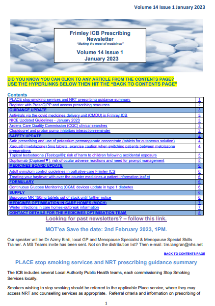Frimley ICB prescribing newsletter January 23