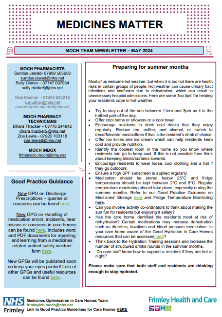 Medicines Matters-newsletter for care homes May 2024