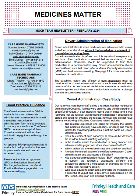 Medicines Matters-newsletter for care homes February 2024