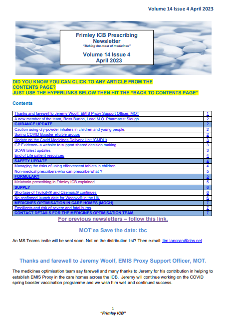 Frimley ICB prescribing newsletter April 23