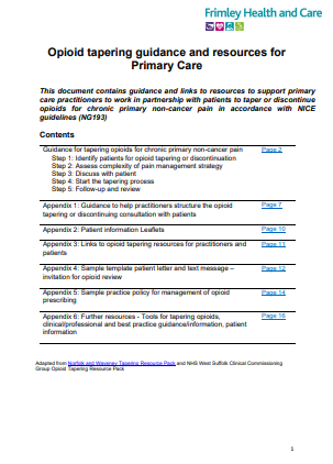 Opioid tapering toolkit and resources for primary care