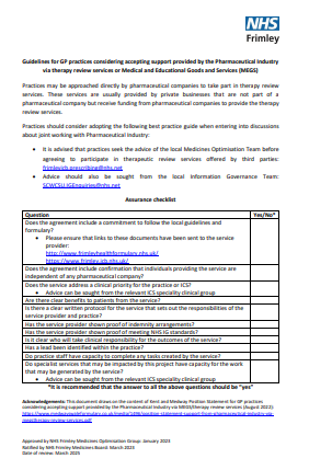Guidelines for GP practices to assess pharma funded medication review services