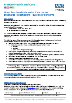 Queries or concerns with discharge prescriptions- good practice guide