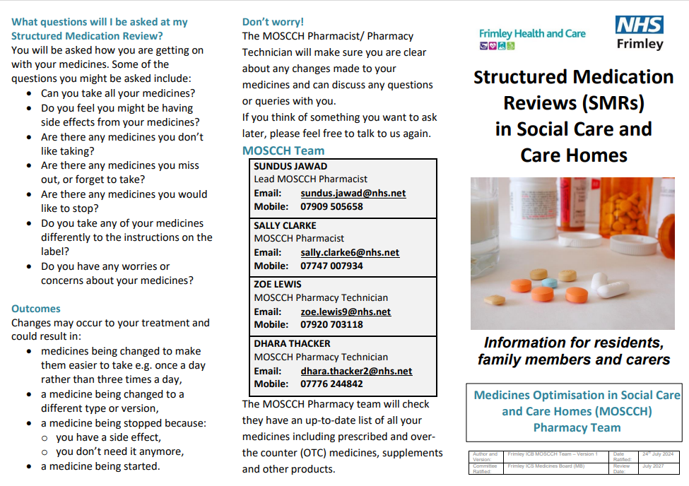 Medication reviews in care homes (patient leaflet)