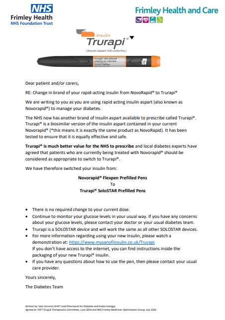 Change to Trurapi - patient information leaflet (PIL)